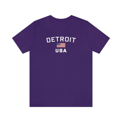 'Detroit USA' T-Shirt (w/ USA Flag Outline) | Unisex Standard Fit