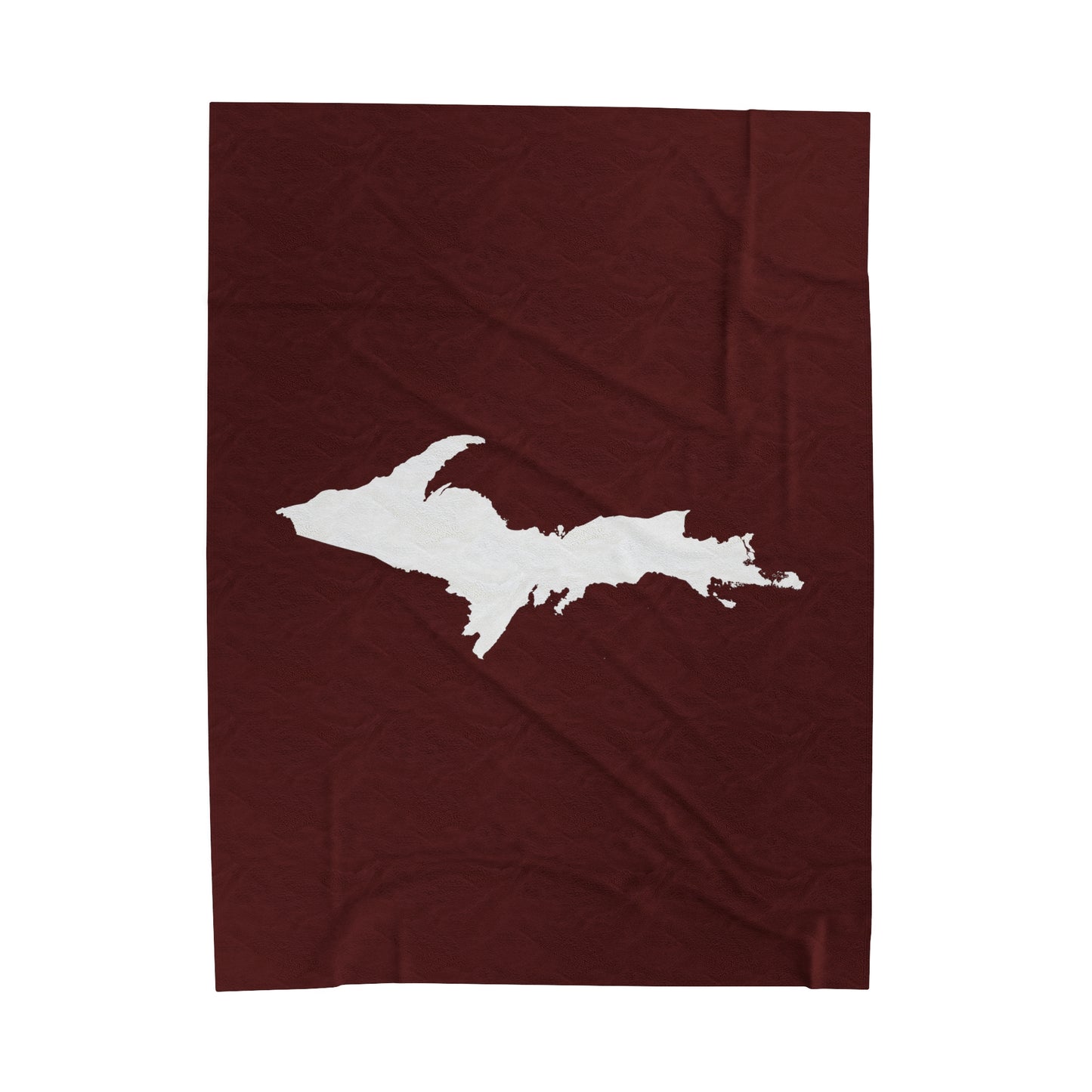 Michigan Upper Peninsula Plush Blanket (w/ UP Outline) | Cherrywood Color