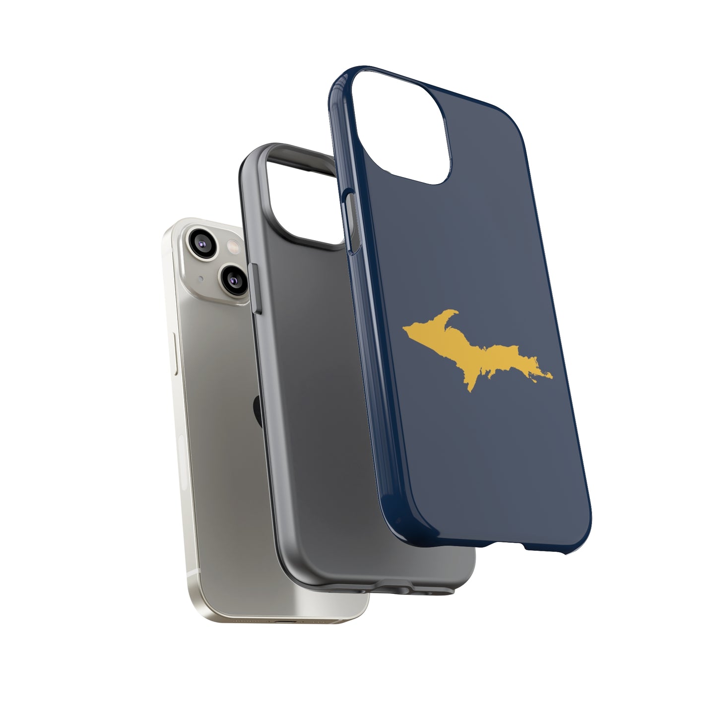 Michigan Upper Peninsula Tough Phone Case (Navy w/ Gold UP Outline) | Apple iPhone