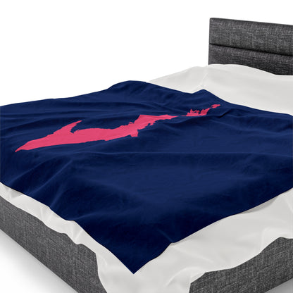 Michigan Upper Peninsula Plush Blanket (w/ Pink UP Outline) | Dearborn Blue