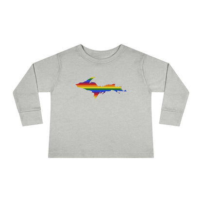 Michigan Upper Peninsula T-Shirt (w/ UP Pride Flag Outline) | Toddler Long Sleeve