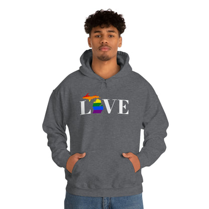 Michigan 'Love' Hoodie (w/LGBTQ Pride Colors) | Unisex Standard