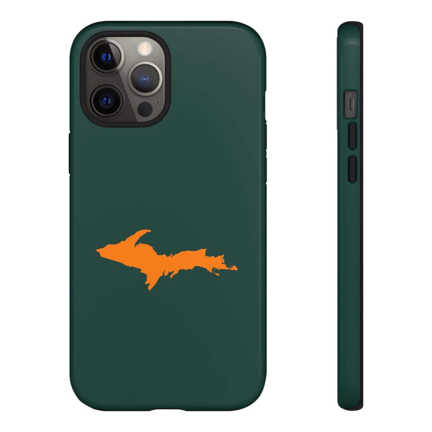 Michigan Upper Peninsula Tough Phone Case (Green w/ Orange UP Outline) | Apple iPhone