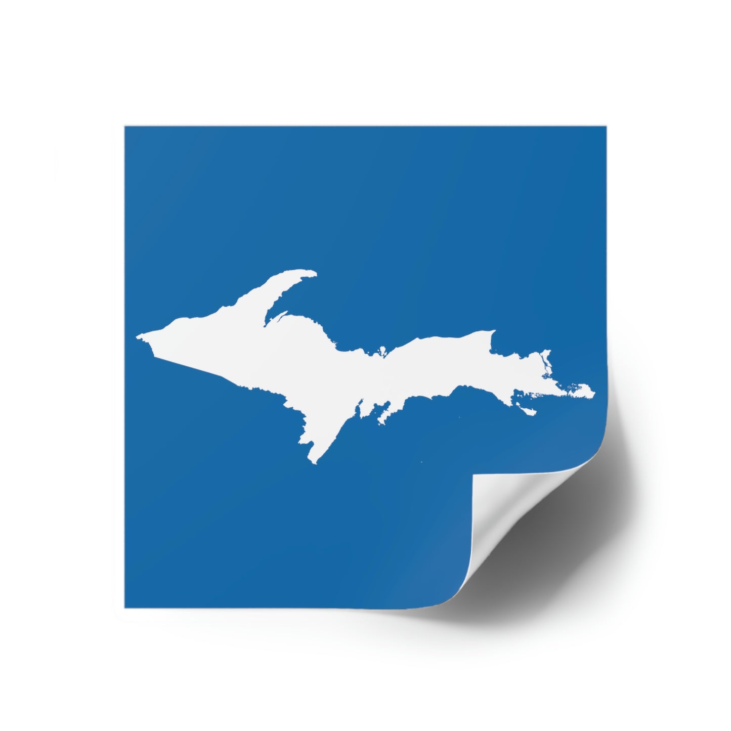 Michigan Upper Peninsula Square Sticker (Azure w/ UP Outline) | Indoor/Outdoor