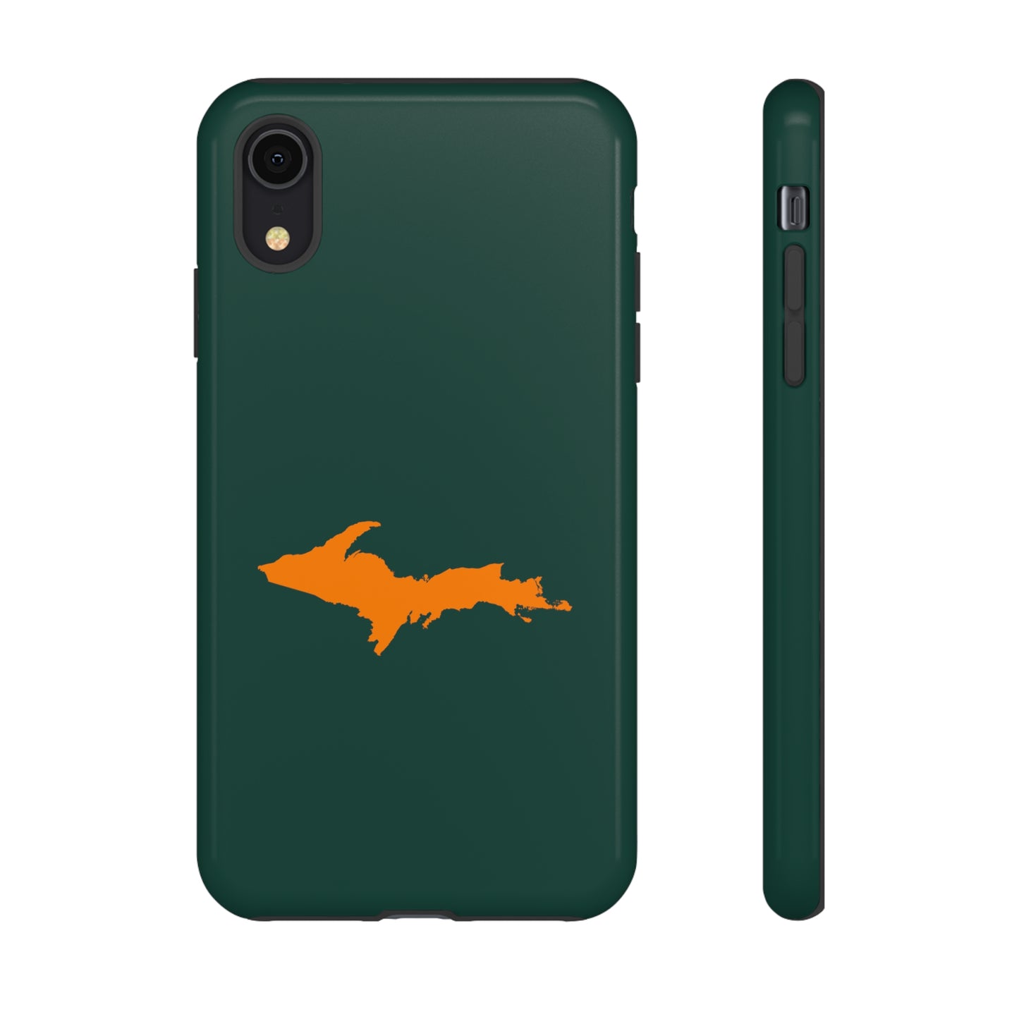 Michigan Upper Peninsula Tough Phone Case (Green w/ Orange UP Outline) | Apple iPhone