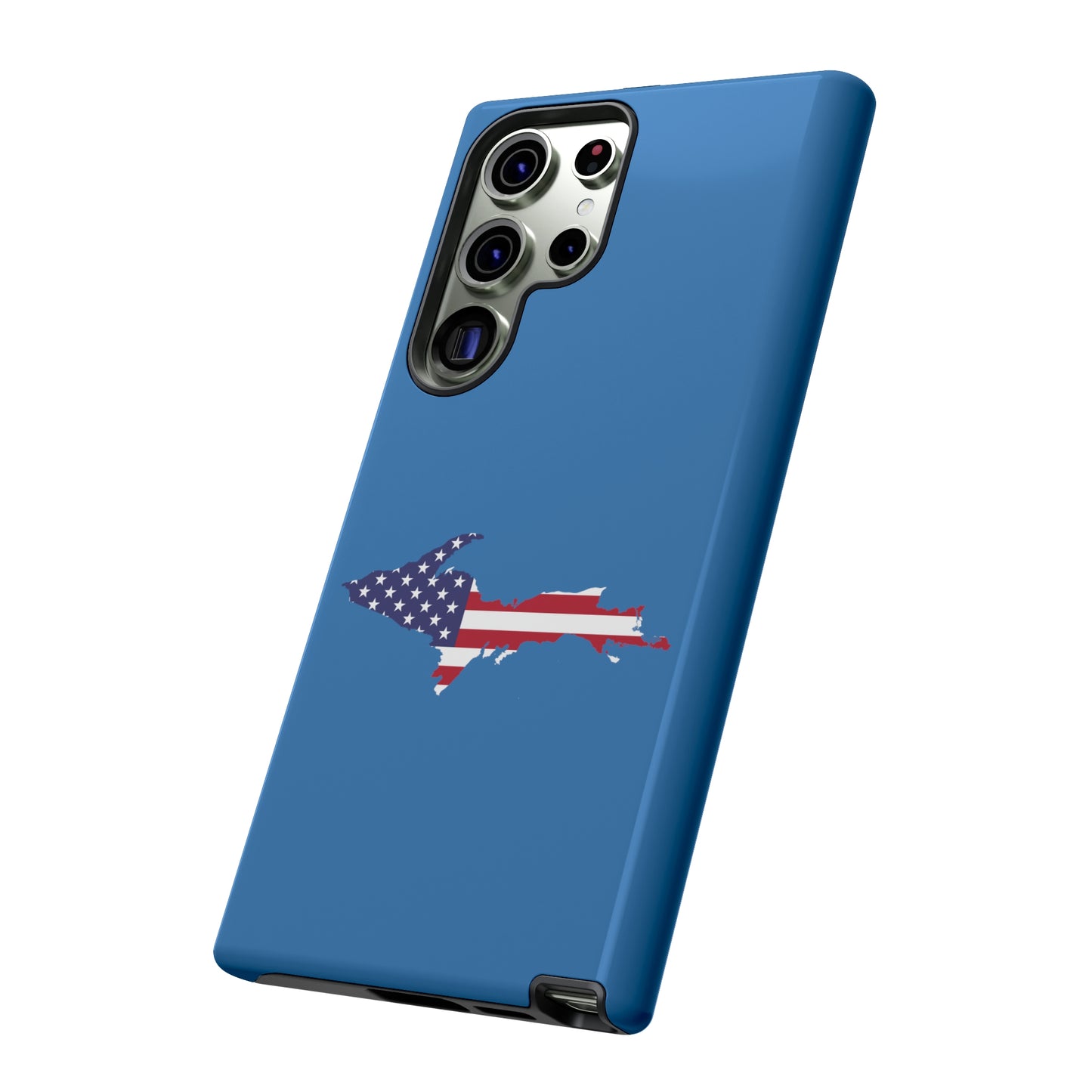 Michigan Upper Peninsula Tough Phone Case (Lake Superior Blue w/ UP USA Flag Outline) | Samsung & Pixel Android