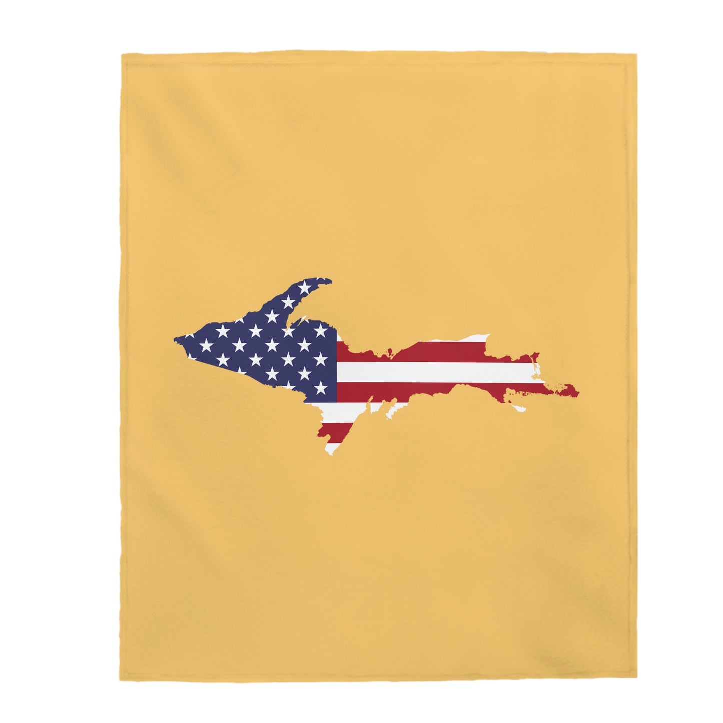 Michigan Upper Peninsula Plush Blanket (w/ UP USA Flag Outline) | Citrine