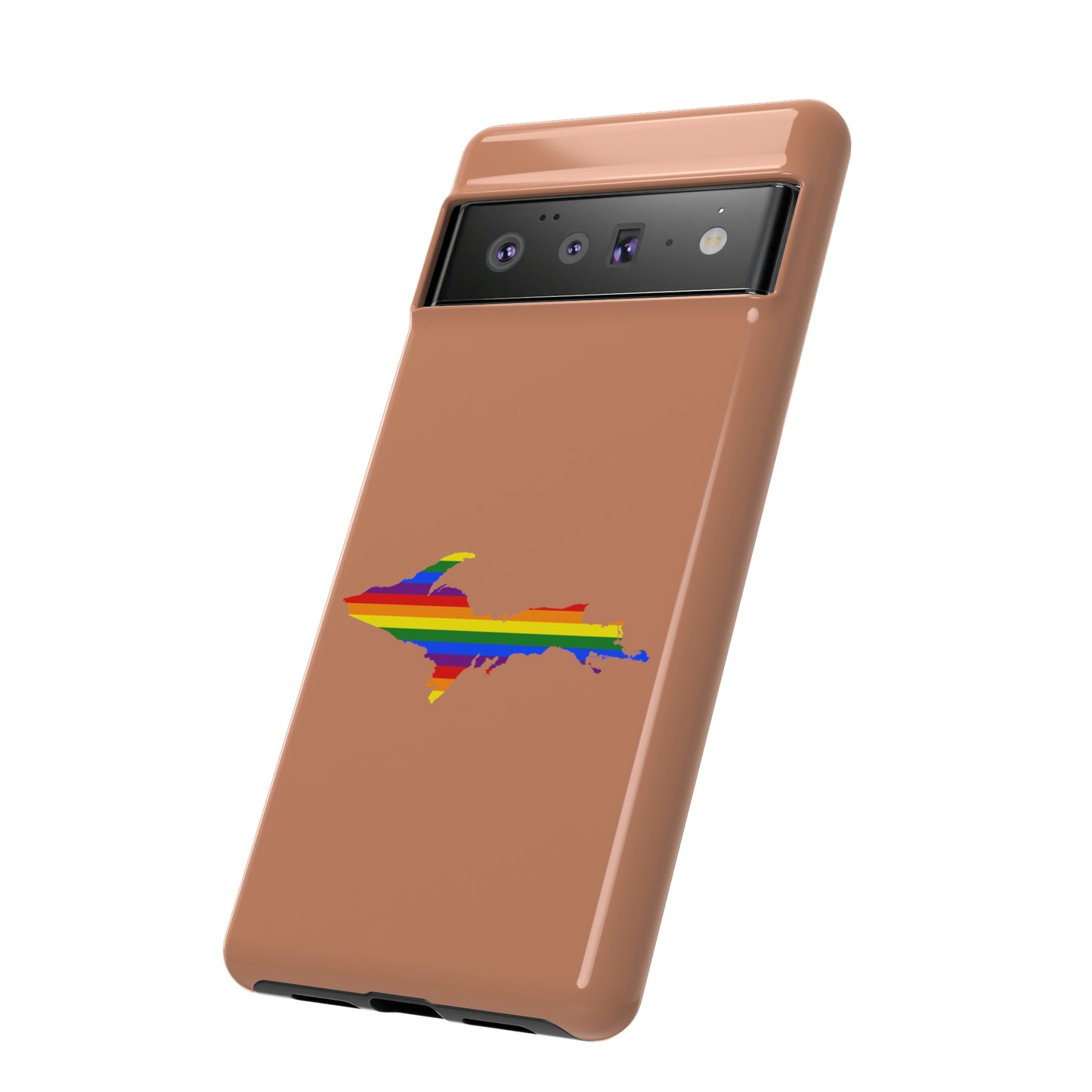 Michigan Upper Peninsula Tough Phone Case (Copper Color w/ UP Pride Flag Outline) | Samsung & Pixel Android