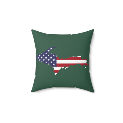 Michigan Upper Peninsula Accent Pillow (w/ UP USA Flag Outline) | Ginger Ale Green