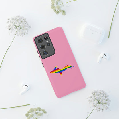 Michigan Upper Peninsula Tough Phone Case ('67 Caddie Pink w/ UP Pride Flag Outline) | Samsung & Pixel Android