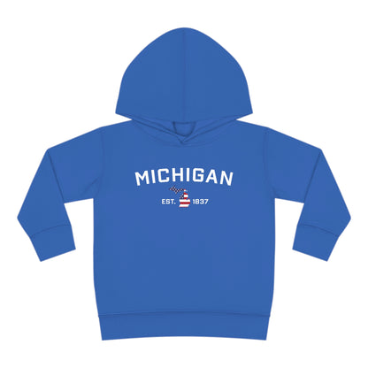 'Michigan EST 1837' Hoodie (With MI USA Flag Outline) | Unisex Toddler