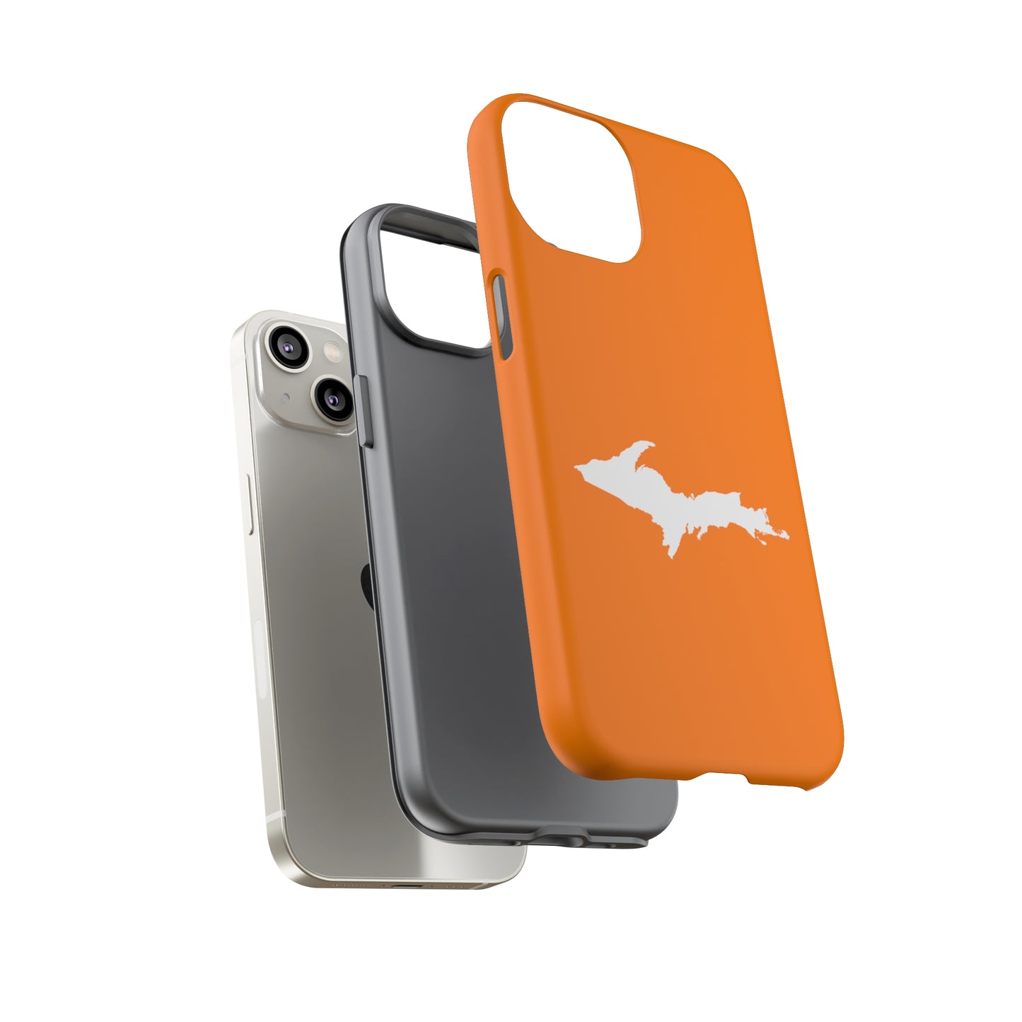 Michigan Upper Peninsula Tough Phone Case (Orange w/ UP Outline) | Apple iPhone