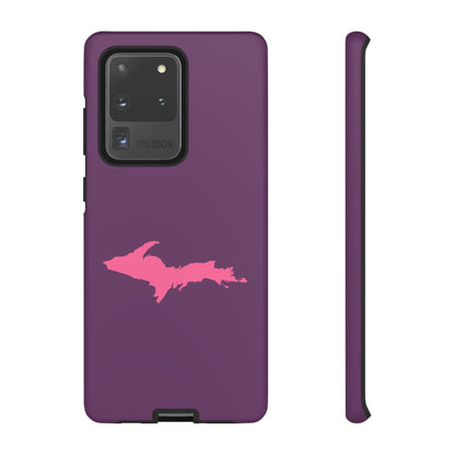 Michigan Upper Peninsula Tough Phone Case (Plum w/ Pink UP Outline) | Samsung & Pixel Android