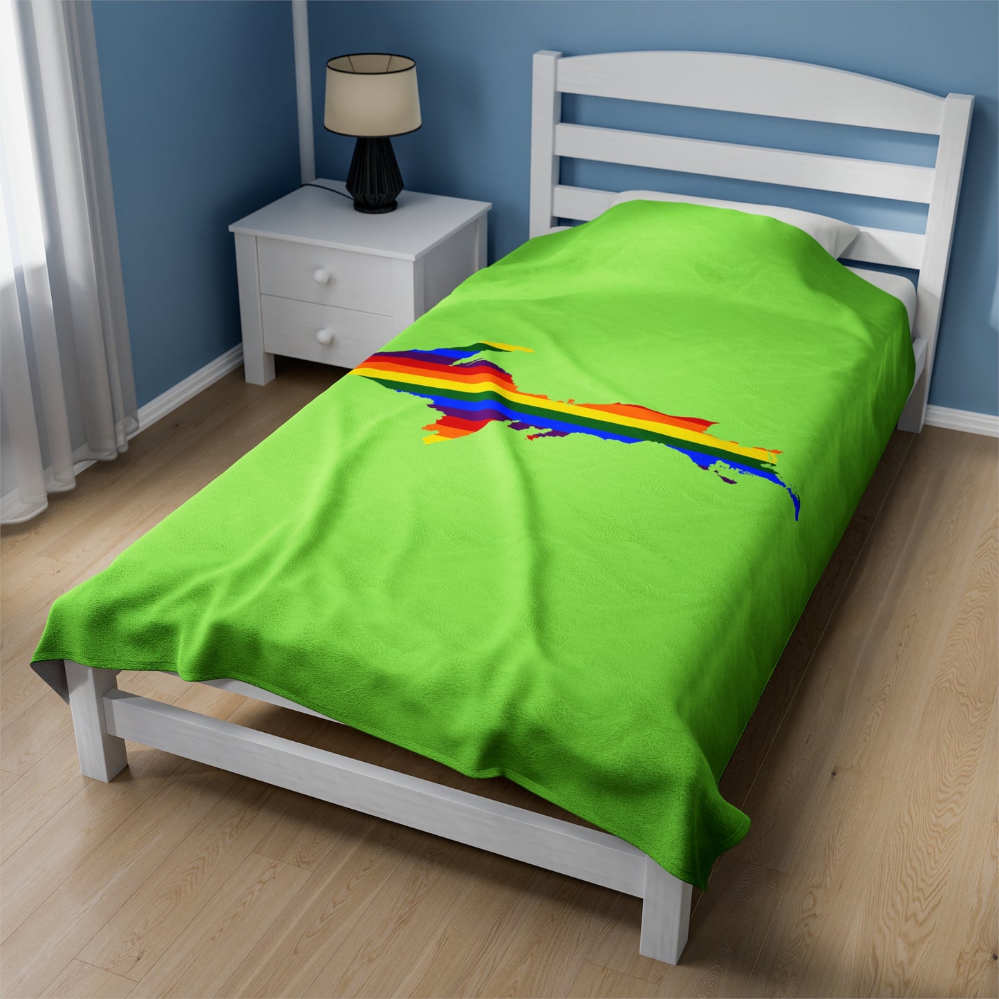 Michigan Upper Peninsula Plush Blanket (w/ UP Pride Flag Outline) | Flash Green