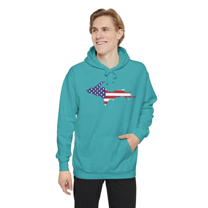 Michigan Upper Peninsula Hoodie (w/ UP USA Flag Outline) | Unisex Garment-Dyed