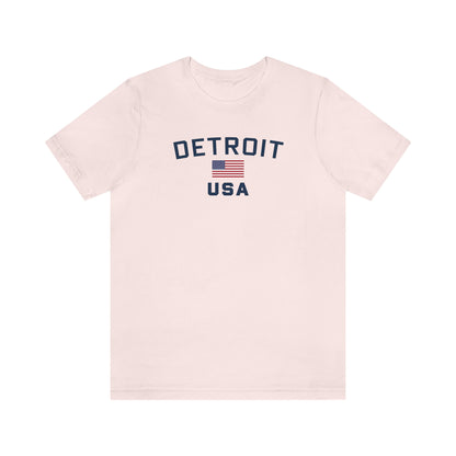 'Detroit USA' T-Shirt (w/ USA Flag Outline) | Unisex Standard Fit