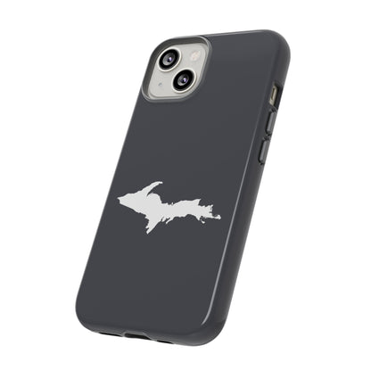 Michigan Upper Peninsula Tough Phone Case (Iron Ore Grey w/ UP Outline) | Apple iPhone