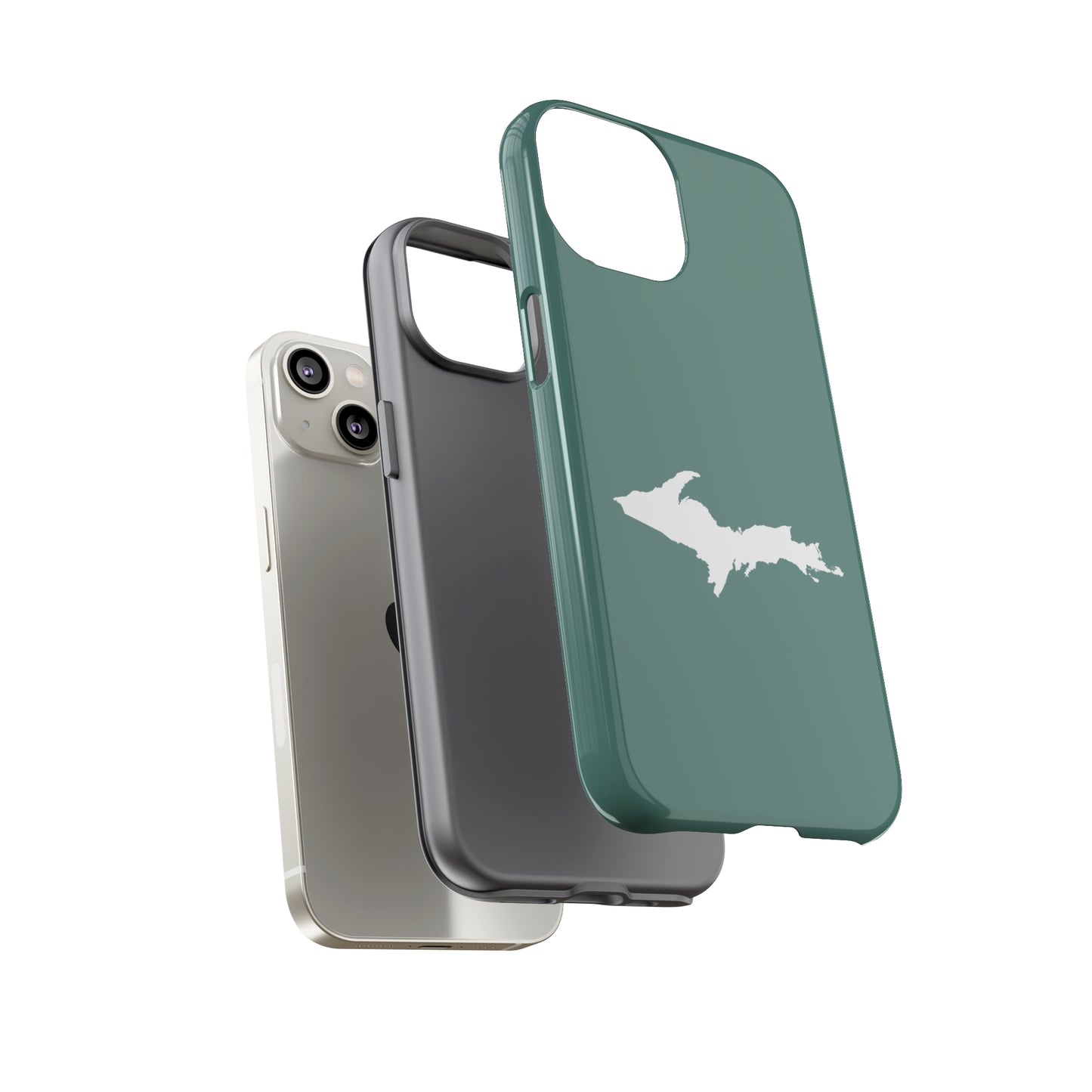 Michigan Upper Peninsula Tough Phone Case (Copper Green w/ UP Outline) | Apple iPhone