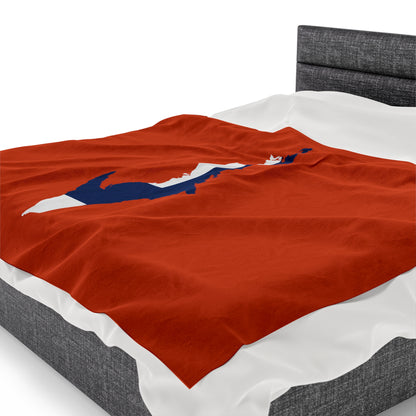 Michigan Upper Peninsula Plush Blanket (w/ UP Finland Flag Outline) | Maple Leaf Orange