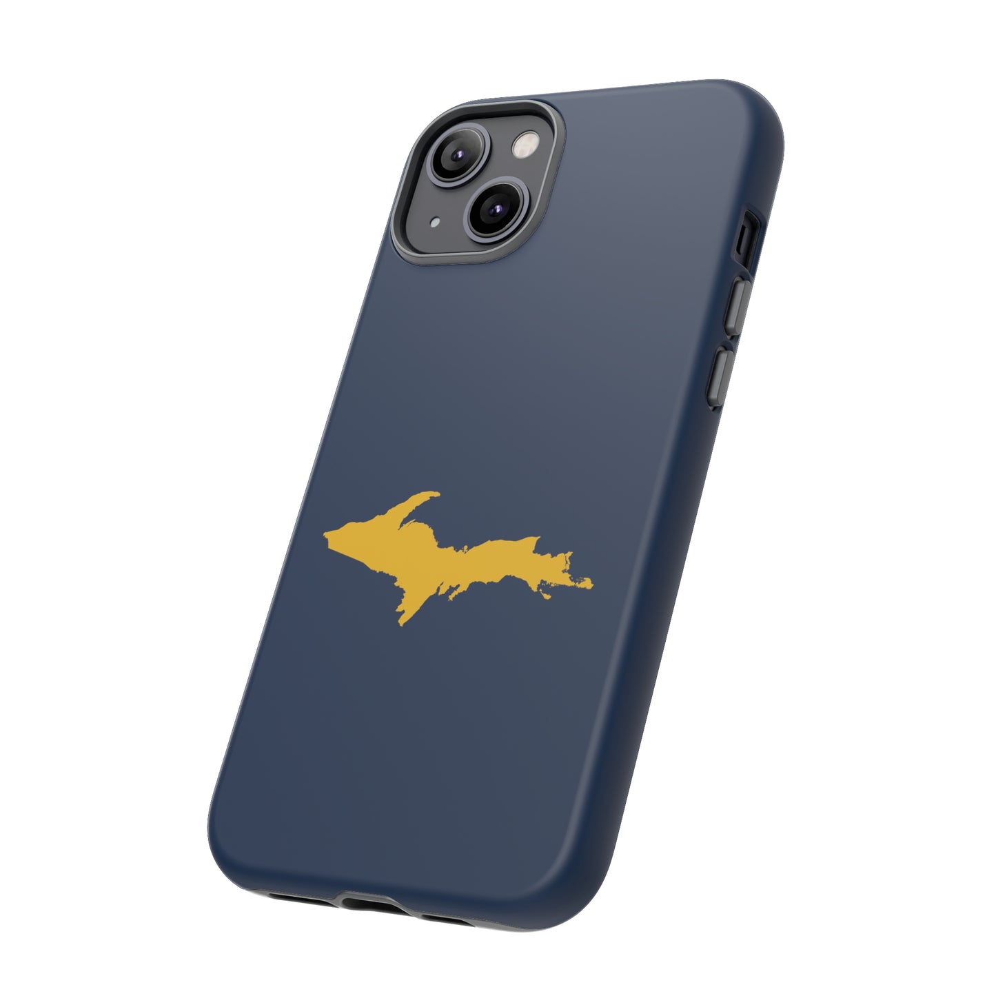 Michigan Upper Peninsula Tough Phone Case (Navy w/ Gold UP Outline) | Apple iPhone