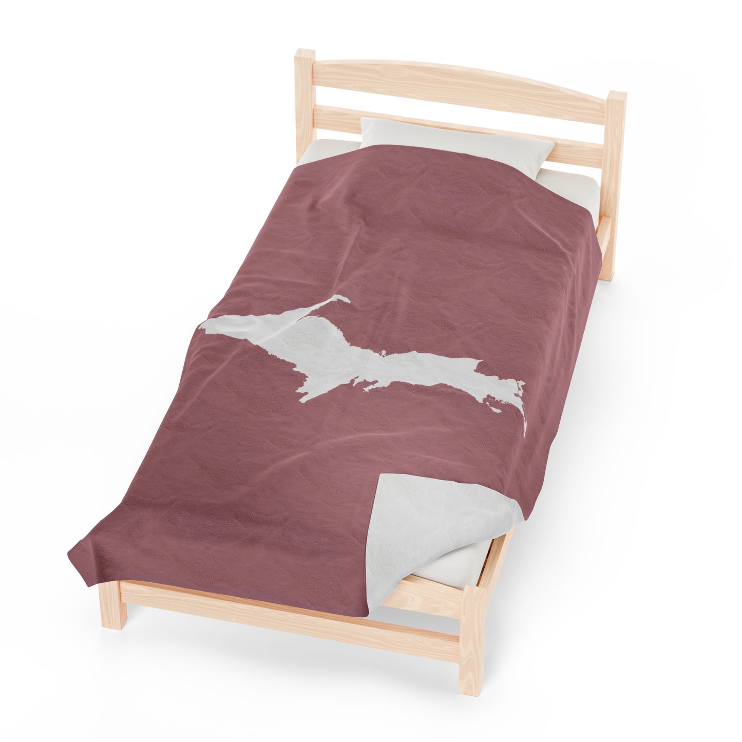 Michigan Upper Peninsula Plush Blanket (w/ UP Outline) | Cherry Blossom Pink