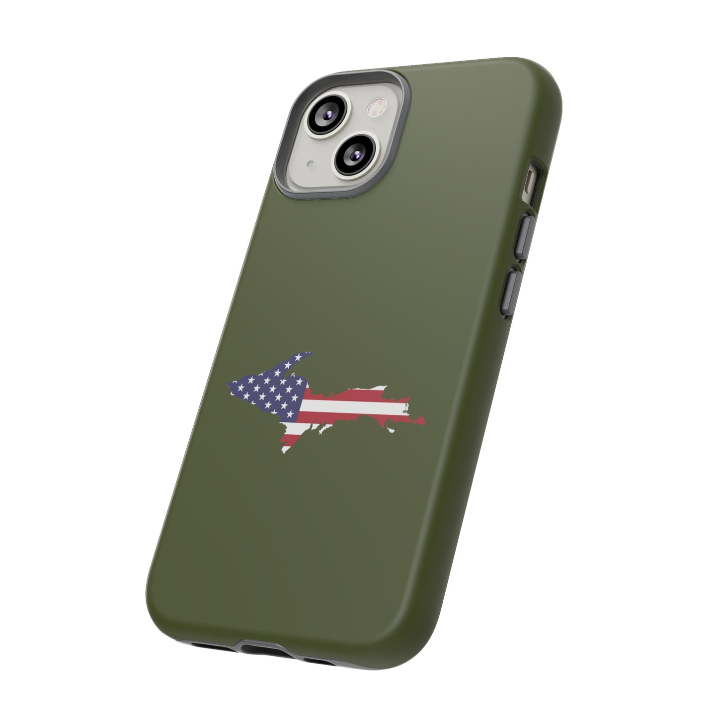 Michigan Upper Peninsula Tough Phone Case (Army Green w/ UP USA Outline) | Apple iPhone