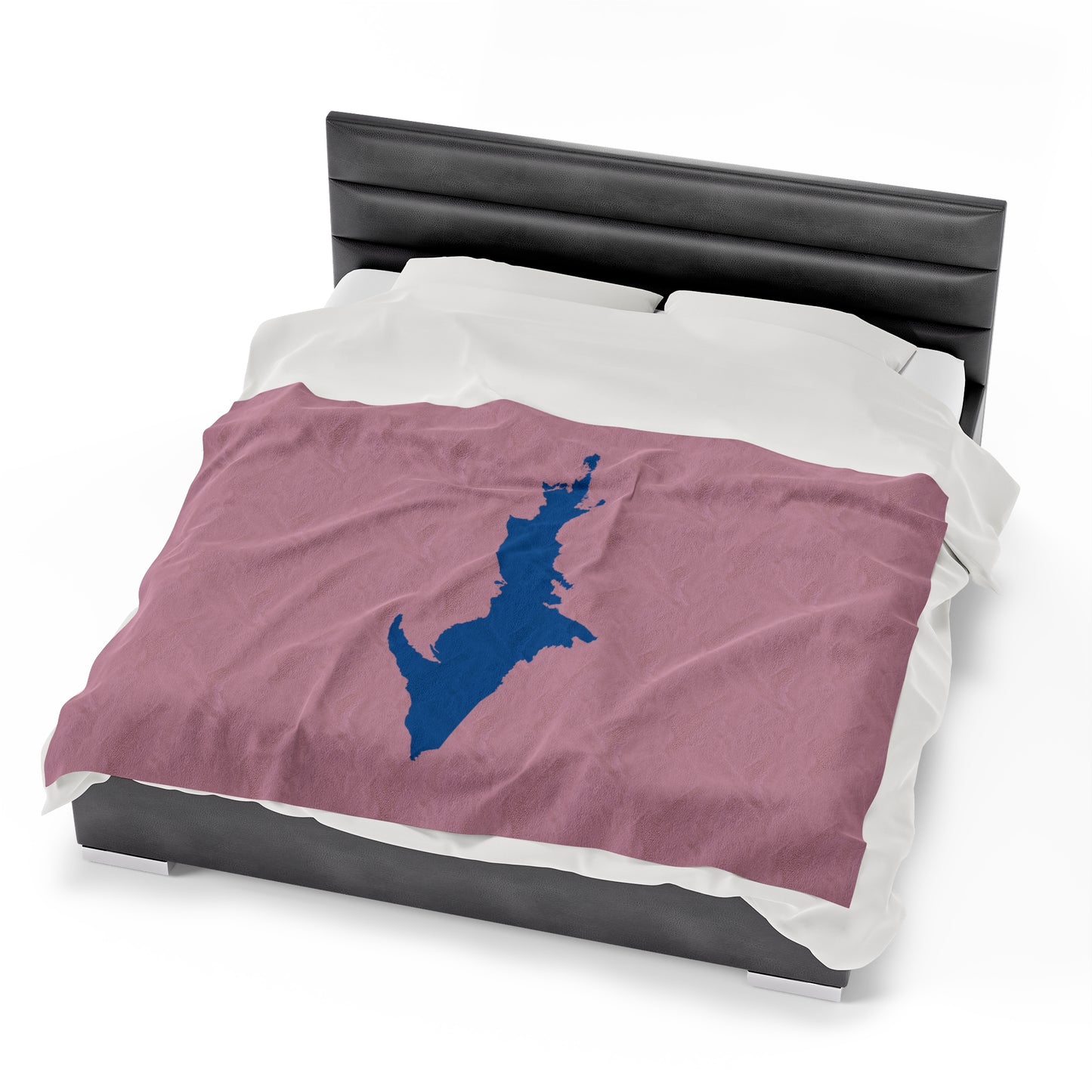 Michigan Upper Peninsula Plush Blanket (w/ Azure UP Outline) | Pink