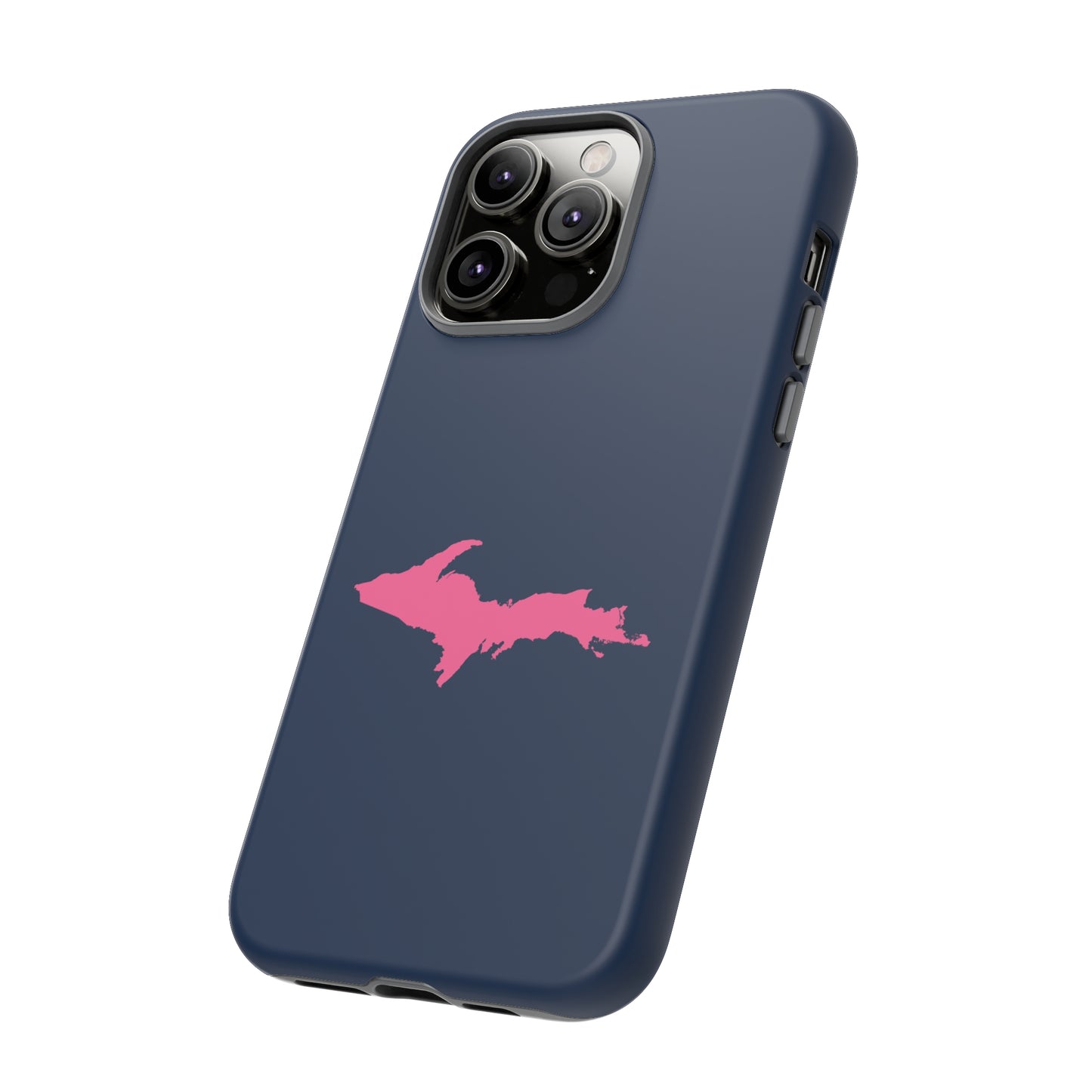 Michigan Upper Peninsula Tough Phone Case (Navy w/ Pink UP Outline) | Apple iPhone