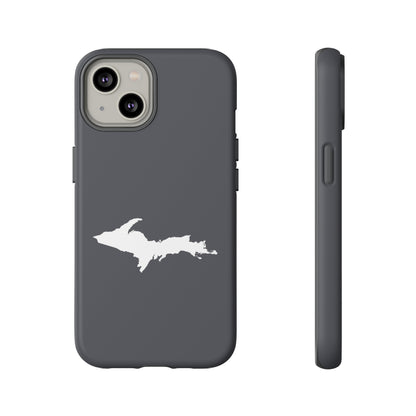 Michigan Upper Peninsula Tough Phone Case (Iron Ore Grey w/ UP Outline) | Apple iPhone