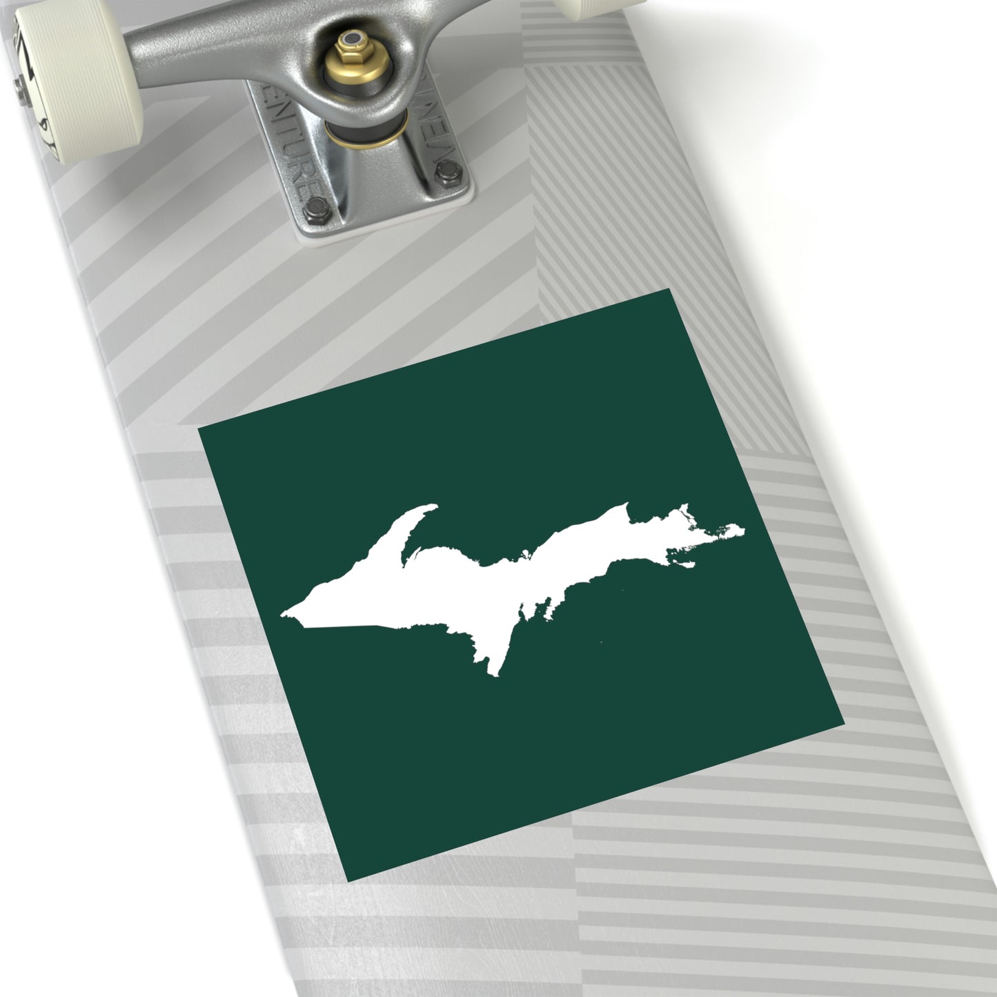 Michigan Upper Peninsula Square Sticker (Green w/ UP Outline) | Indoor/Outdoor