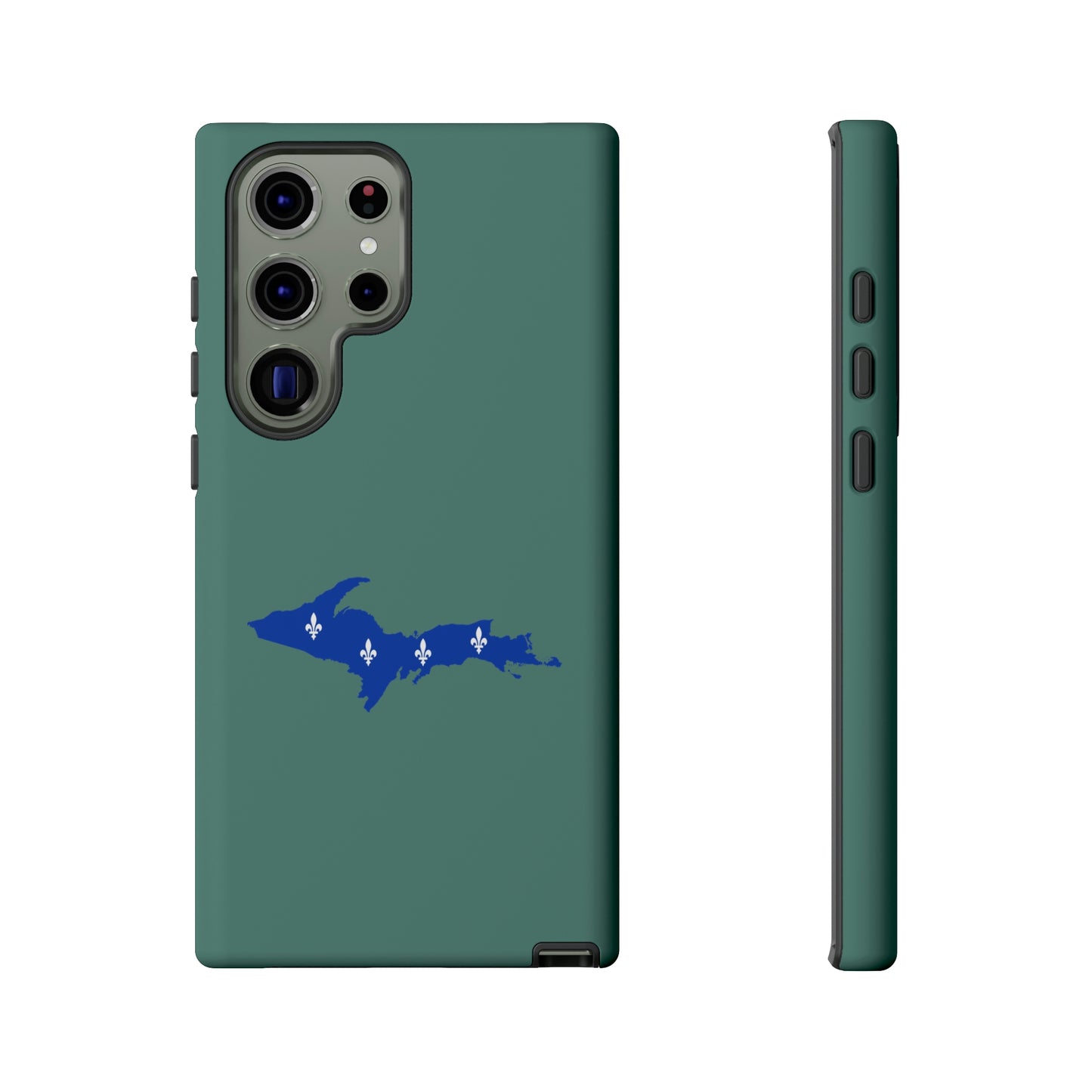 Michigan Upper Peninsula Tough Phone Case (Copper Green w/ UP Quebec Flag Outline) | Samsung & Pixel Android