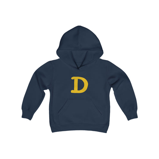 Detroit 'Old French D' Hoodie (Gold Full Body Outline) | Unisex Youth