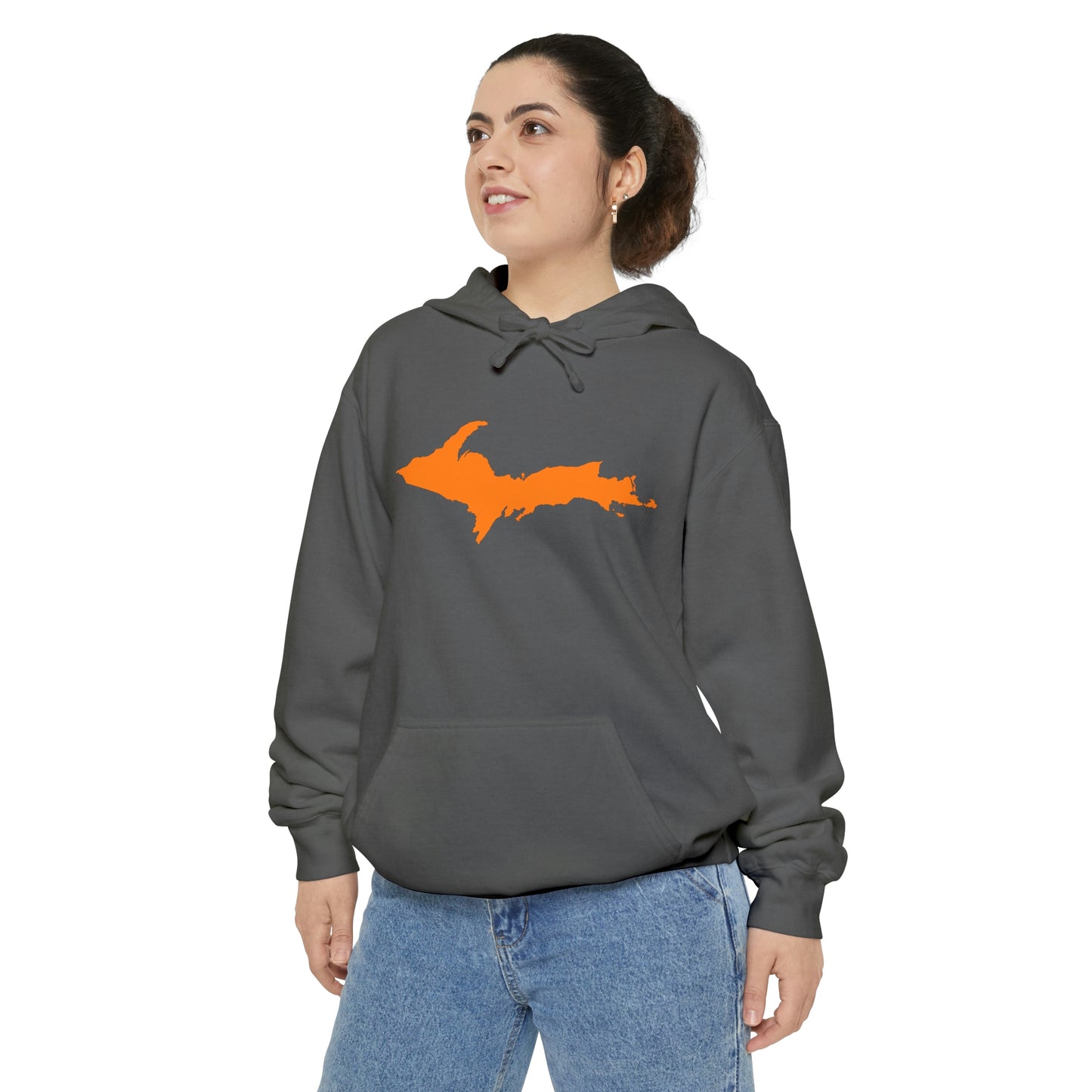 Michigan Upper Peninsula Hoodie (w/ Orange UP Outline) | Unisex Garment-Dyed