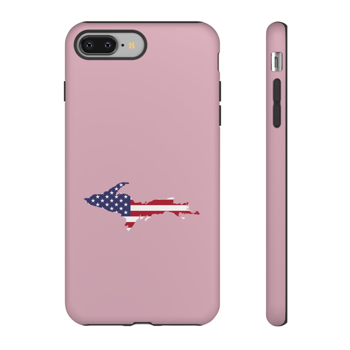 Michigan Upper Peninsula Tough Phone Case (Pink w/ UP USA Flag Outline) | Apple iPhone