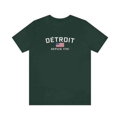 'Détroit Depuis 1701' T-Shirt (w/USA Flag Outline) | Unisex Standard Fit