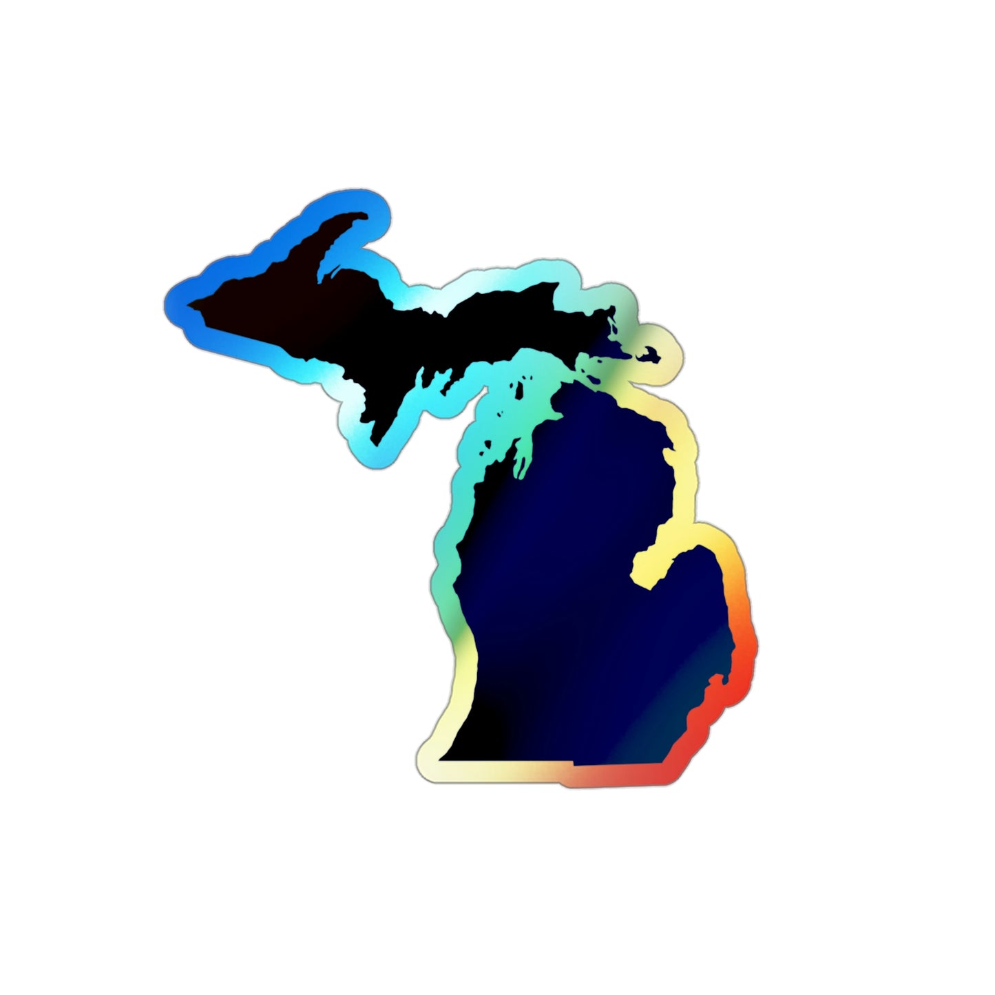 Michigan Outline Holographic Die-cut Stickers | Navy Color