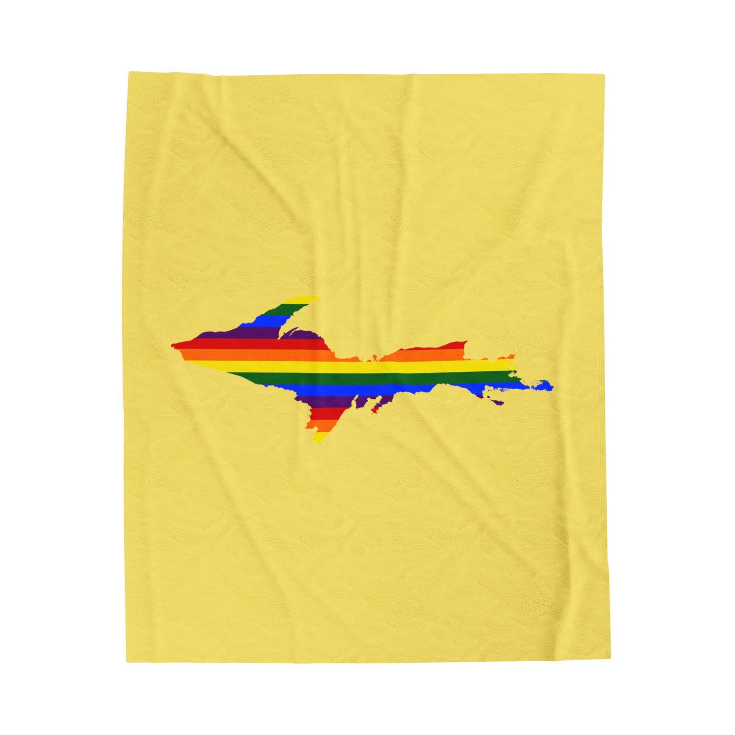 Michigan Upper Peninsula Plush Blanket (w/ UP Pride Flag Outline) | Yellow Cherry