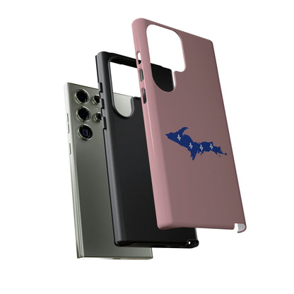 Michigan Upper Peninsula Tough Phone Case (Cherry Blossom Pink w/ UP Quebec Flag Outline) | Samsung & Pixel Android