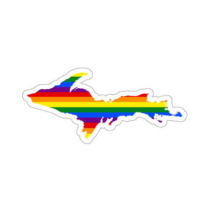 Michigan Upper Peninsula Kiss-Cut Sticker (w/ UP Pride Flag Outline)