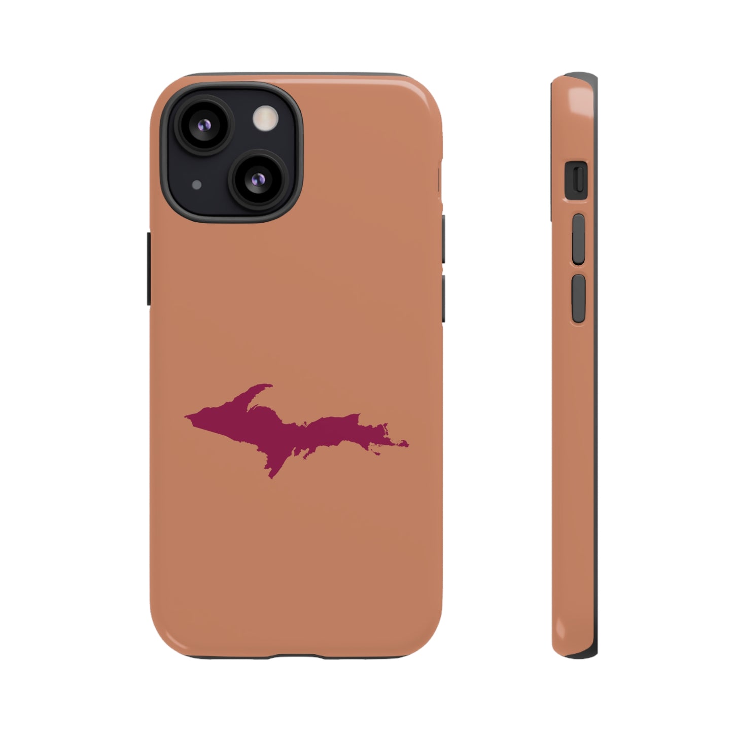 Michigan Upper Peninsula Tough Phone Case (Copper Color w/ Ruby UP Outline) | Apple iPhone