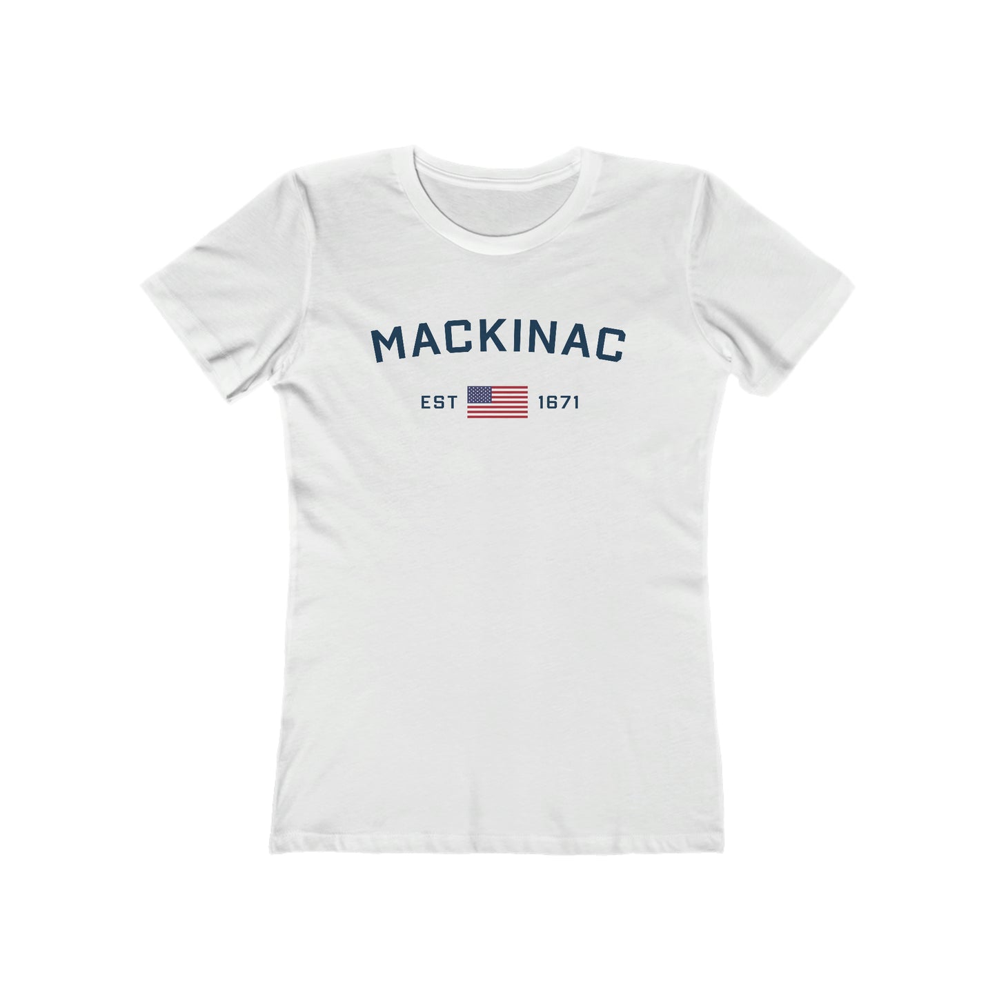 'Mackinac EST 1671' (w/USA Flag Outline) | Women's Boyfriend Cut