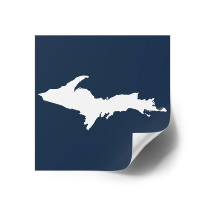 Michigan Upper Peninsula Square Sticker (Navy w/ UP Outline) | Indoor/Outdoor