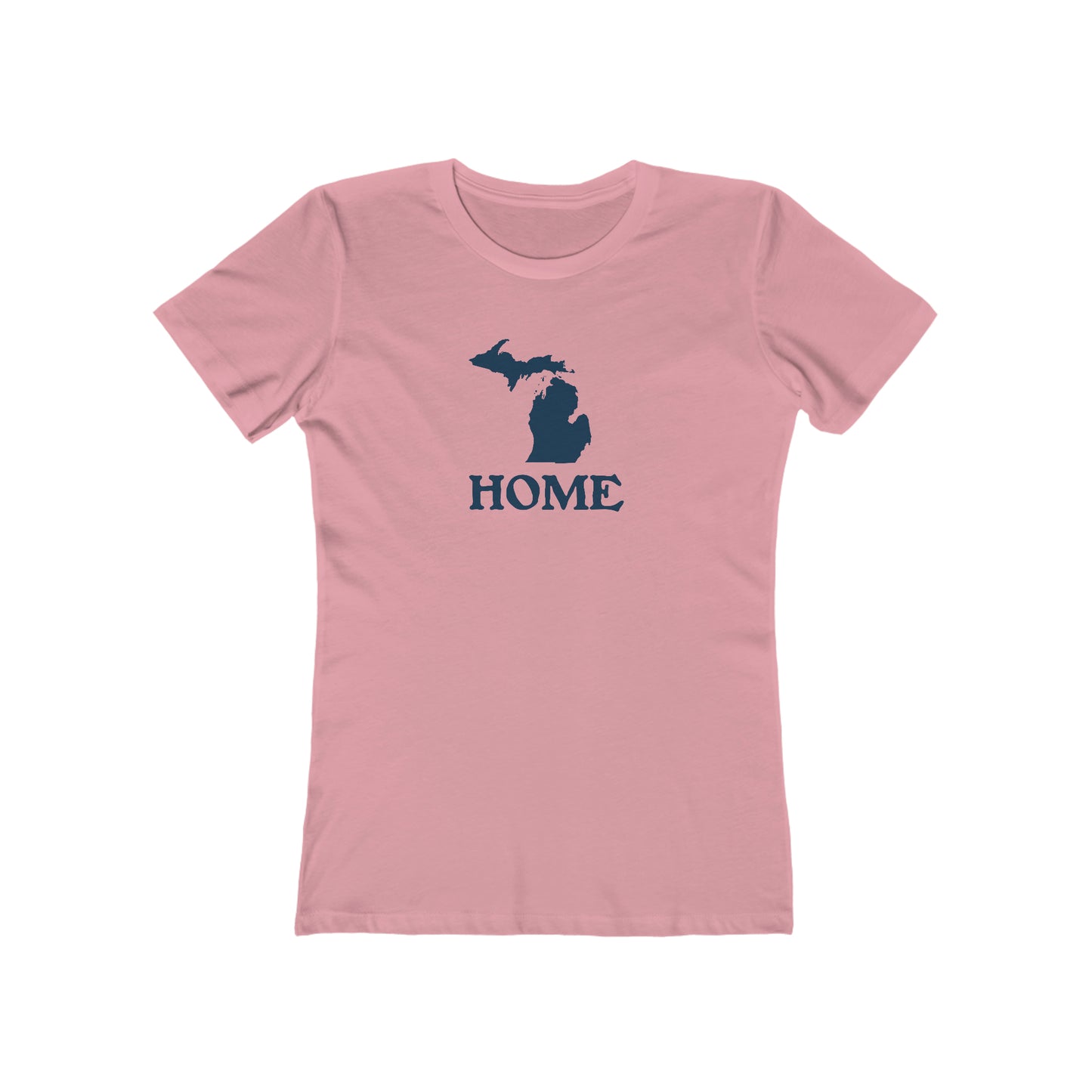 Michigan 'Home' T-Shirt (Woodcut Font) | Women's Boyfriend Cut