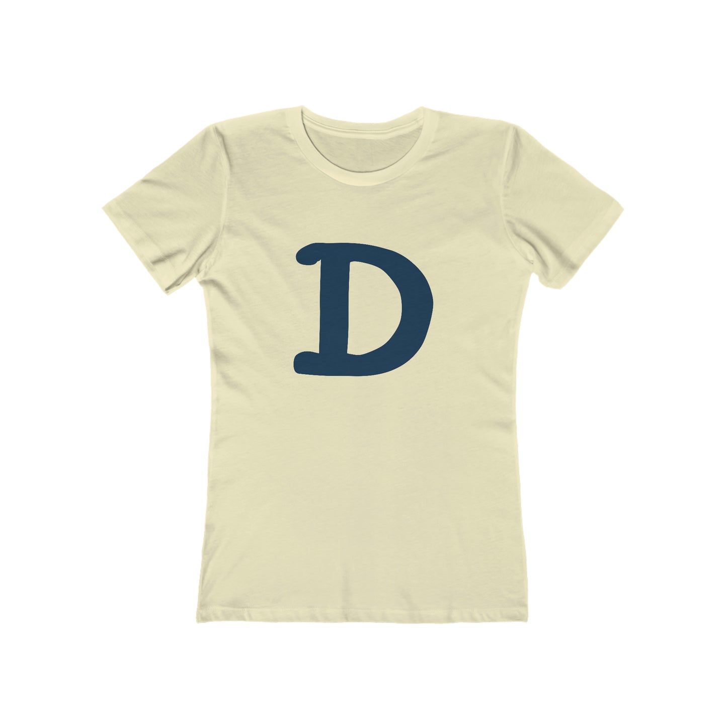 Detroit 'Old French D' T-Shirt (White/Navy Full Body Outline) | Women's Boyfriend Cut