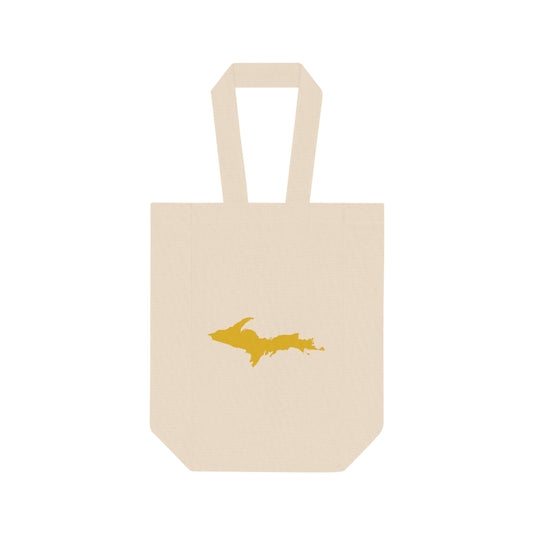 Michigan Upper Peninsula Double Wine Tote Bag (w/ Gold UP Outline)