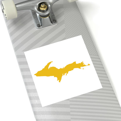 Michigan Upper Peninsula Square Sticker (w/ Gold UP Outline) | Indoor/Outdoor