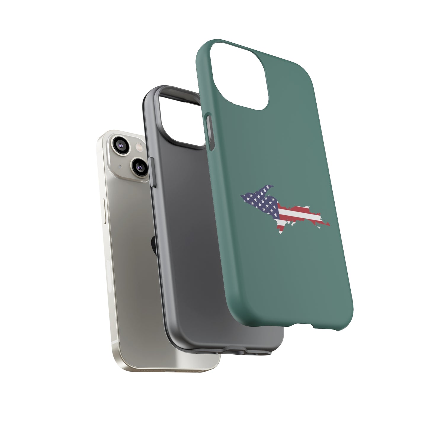 Michigan Upper Peninsula Tough Phone Case (Copper Green w/ UP USA Outline) | Apple iPhone