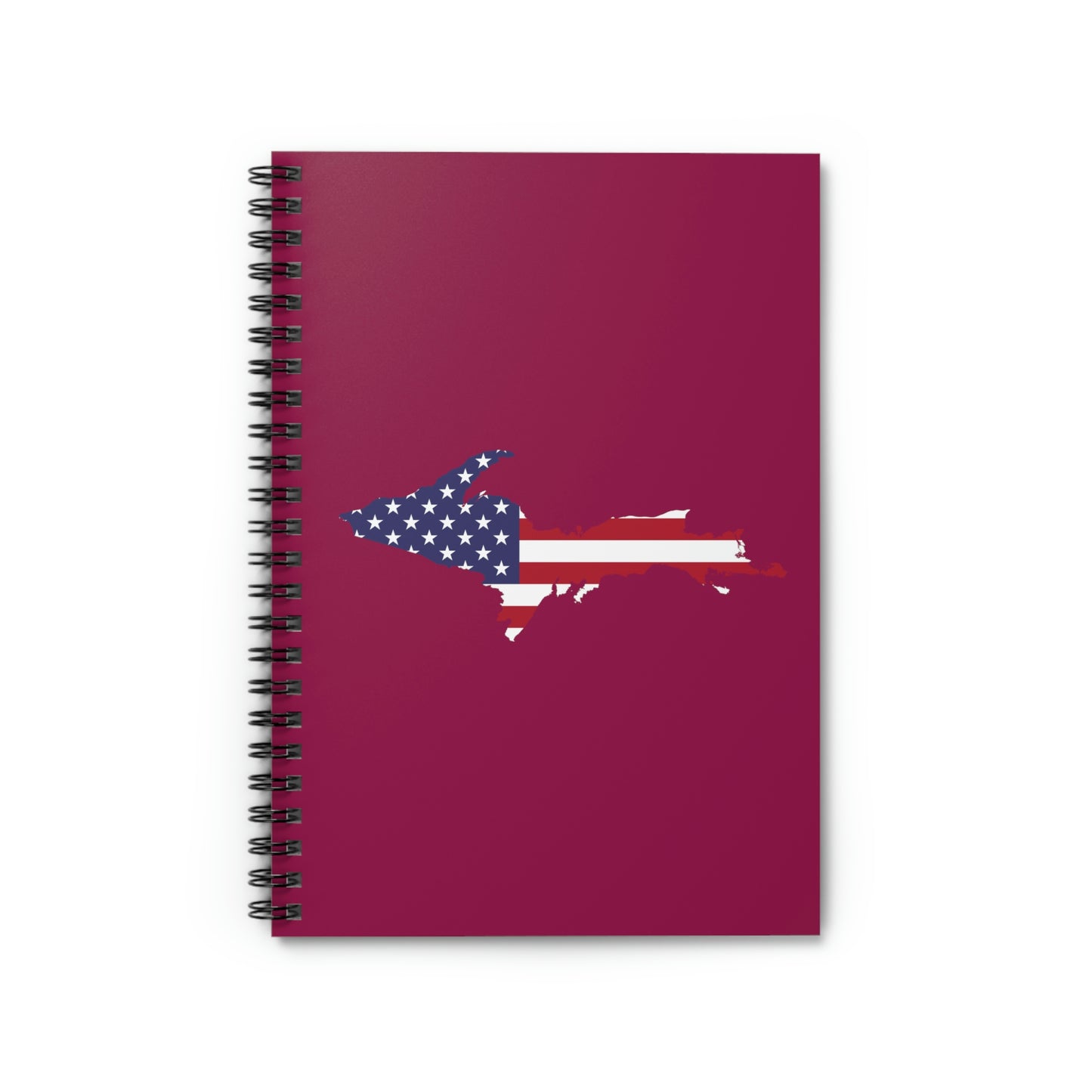 Michigan Upper Peninsula Spiral Notebook (w/ UP USA Flag Outline) | Ruby Red