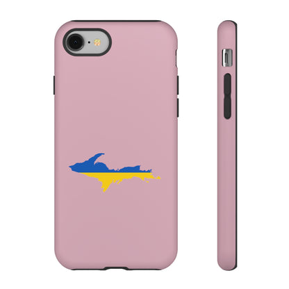 Michigan Upper Peninsula Tough Phone Case (Pink w/ UP Ukraine Flag Outline) | Apple iPhone