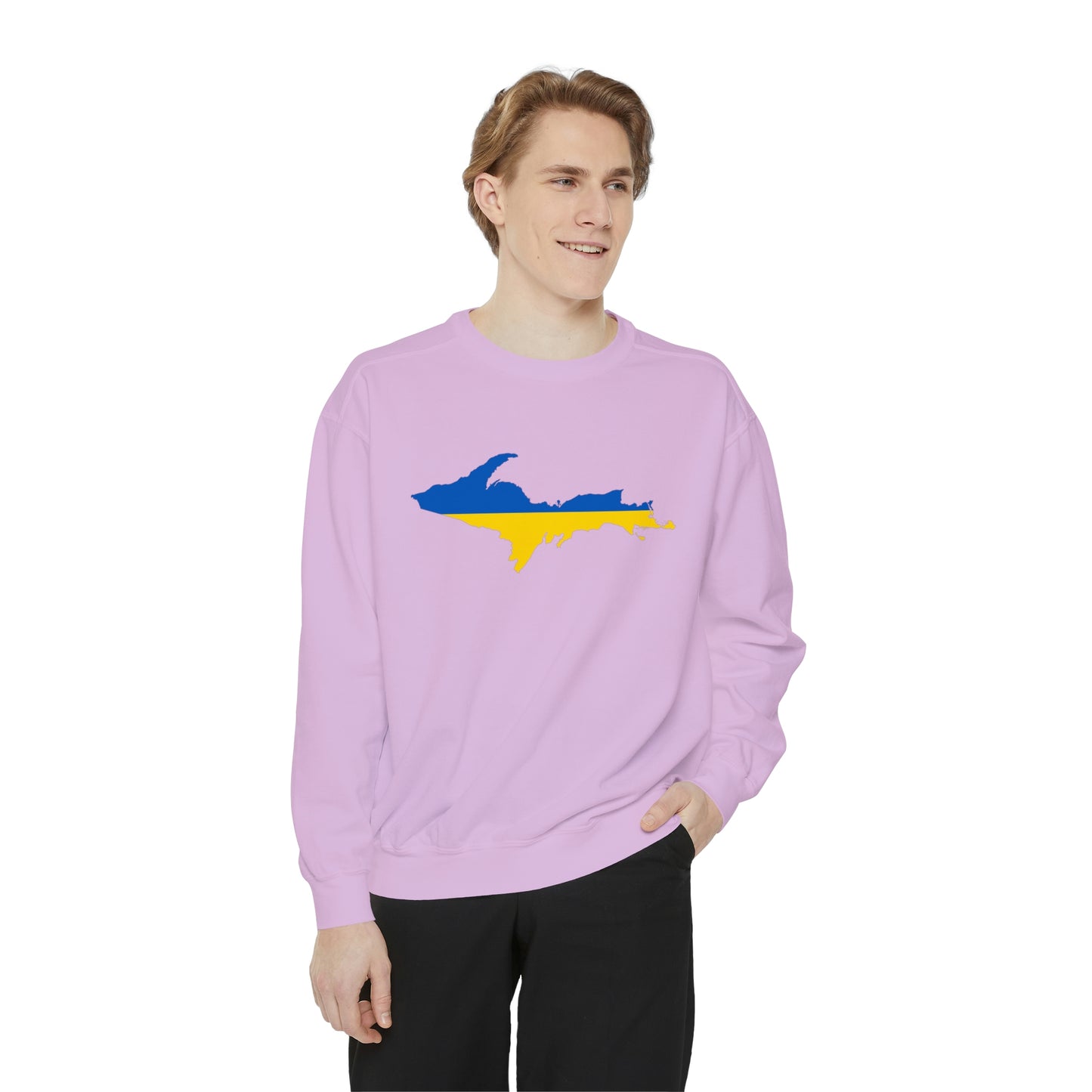 Michigan Upper Peninsula Sweatshirt (w/ UP Ukraine Outline) | Unisex Garment Dyed